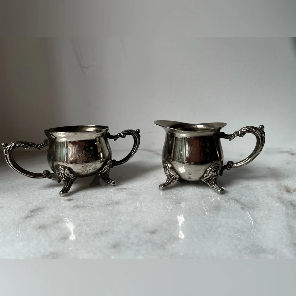 Vintage Silver Creamer and Sugar Set